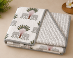 Gaj Vatika Hand Block Print Reversible Single Bed Dohar | 100% Cotton | Soft Lightweight Quilt
