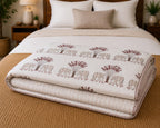Gaj Vatika Hand Block Print Reversible Single Bed Dohar | 100% Cotton | Soft Lightweight Quilt