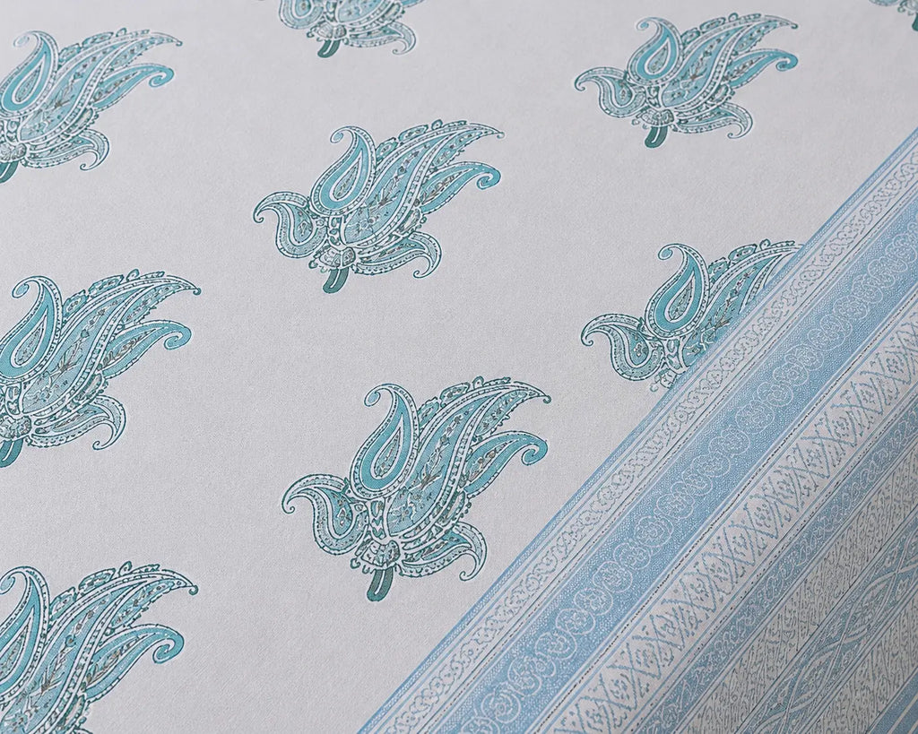 Hand Block Printed 100% Cotton Bedsheet with 2 Pillow Covers | NEEMRANA NEEL | Super King Size (108×108 in)
