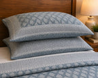Slate Blue Buti Print Premium Cotton Bedsheet with Bordered 2 Pillow Covers