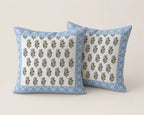 Neel Amber Hand Block Print Cushion Cover – 16x16 Inch | Floral Cotton Pillow Cover | Jaipur Artisan Design