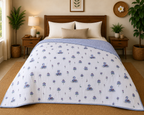 Rajhans Lotus Hand Block Print Reversible Single Bed Dohar | 100% Cotton | Soft Lightweight Quilt