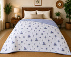 Rajhans Lotus Hand Block Print Reversible Single Bed Dohar | 100% Cotton | Soft Lightweight Quilt