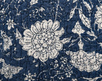Hand Block Print Quilted Cotton Pouch Set of 3 | Indigo Blue Floral Travel Makeup & Toiletry Organizer