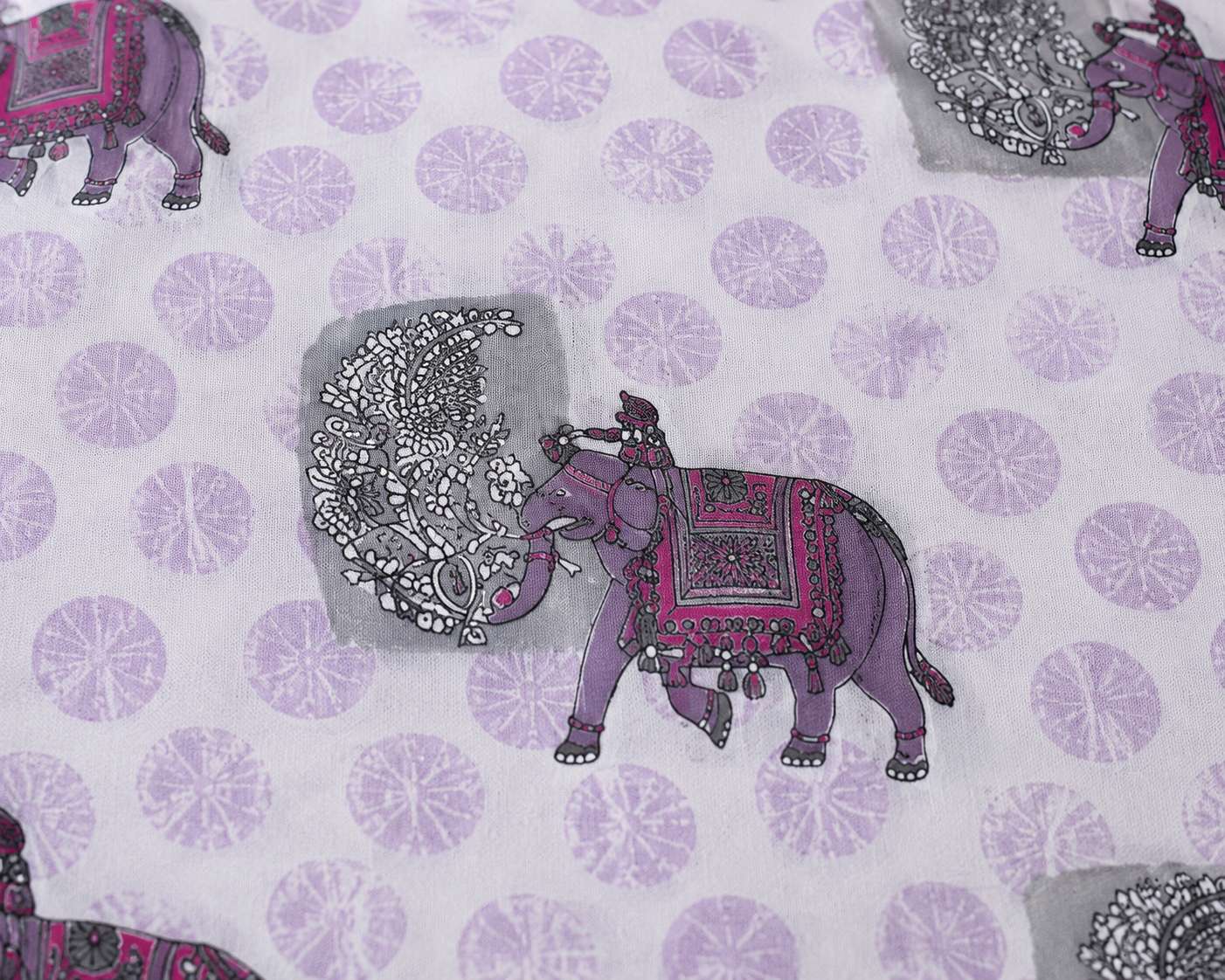 Maharaja Elephant Print Premium Cotton Double Bedsheet with 2 Pillow Covers (108x108 Super King Size)