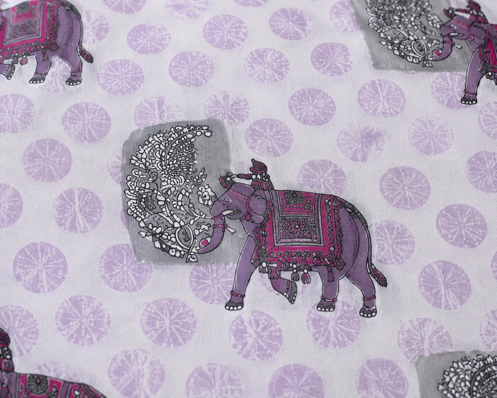 Maharaja Elephant Print Premium Cotton Double Bedsheet with 2 Pillow Covers (108x108 Super King Size)