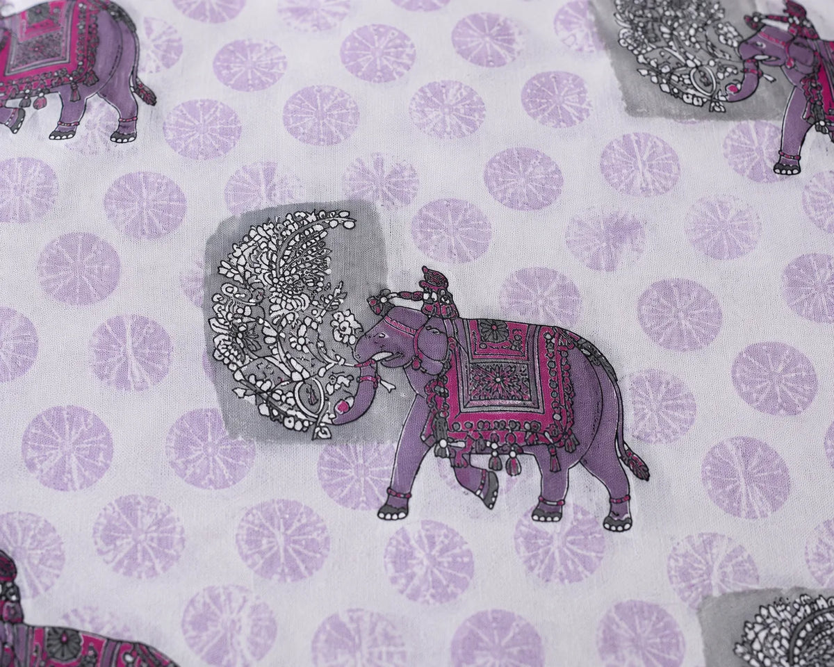 Maharaja Elephant Print Premium Cotton Double Bedsheet with 2 Pillow Covers (108x108 Super King Size)