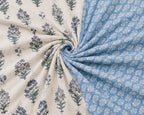 Blue Gulbahar Hand Block Print Reversible Dual Print Single Bed Dohar | 100% Cotton | Soft Lightweight Dohar Quilt