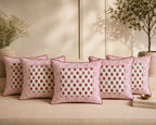 Kesar Baag Hand Block Print Cushion Cover – 16x16 Inch | Floral Cotton Pillow Cover | Jaipur Artisan Design
