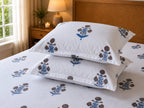 Royal Golden Brown Marigold Jaipuri Handblock Print Mulmul Cotton Bedsheet with 2 Pillow Covers (108x108 Super King Size)