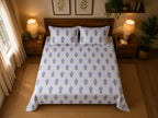 Lavender Buta Handblock Printed Mulmul Cotton Bedsheet with 2 Pillow Covers (108x108 Super King Size)