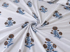 Royal Golden Brown Marigold Jaipuri Handblock Print Mulmul Cotton Bedsheet with 2 Pillow Covers (108x108 Super King Size)