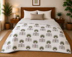 Gaj Vatika Hand Block Print Reversible Single Bed Dohar | 100% Cotton | Soft Lightweight Quilt