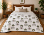 Gaj Vatika Hand Block Print Reversible Single Bed Dohar | 100% Cotton | Soft Lightweight Quilt