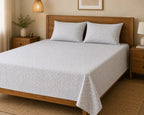 Super King Size Grey Trellis Premium cotton Bedsheet with 2 Pillow covers (108x108 inches)