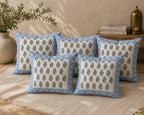 Neel Amber Hand Block Print Cushion Cover – 16x16 Inch | Floral Cotton Pillow Cover | Jaipur Artisan Design