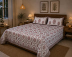 Gulab Kunj Print Cotton Bedsheet with 2 Pillow Covers | Premium Jaipuri Floral Bedsheet | (108x108 super king size)