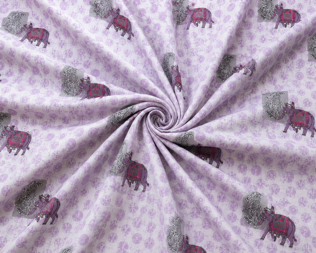 Maharaja Elephant Print Premium Cotton Double Bedsheet with 2 Pillow Covers (108x108 Super King Size)