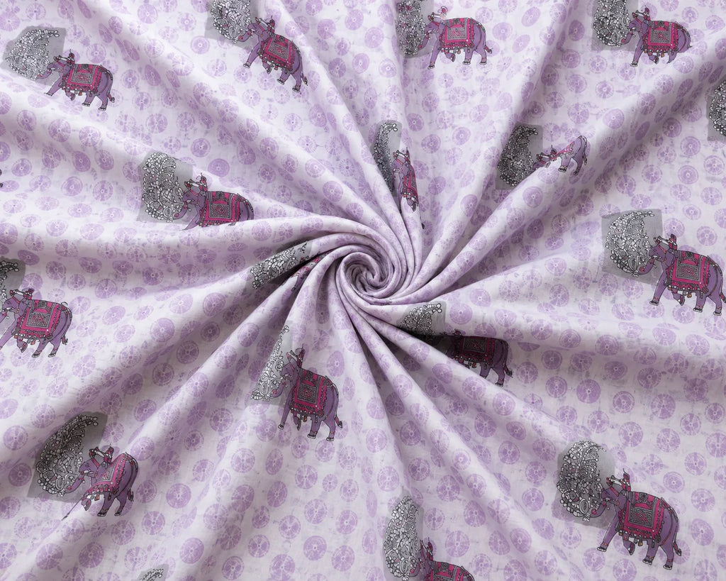 Maharaja Elephant Print Premium Cotton Double Bedsheet with 2 Pillow Covers (108x108 Super King Size)