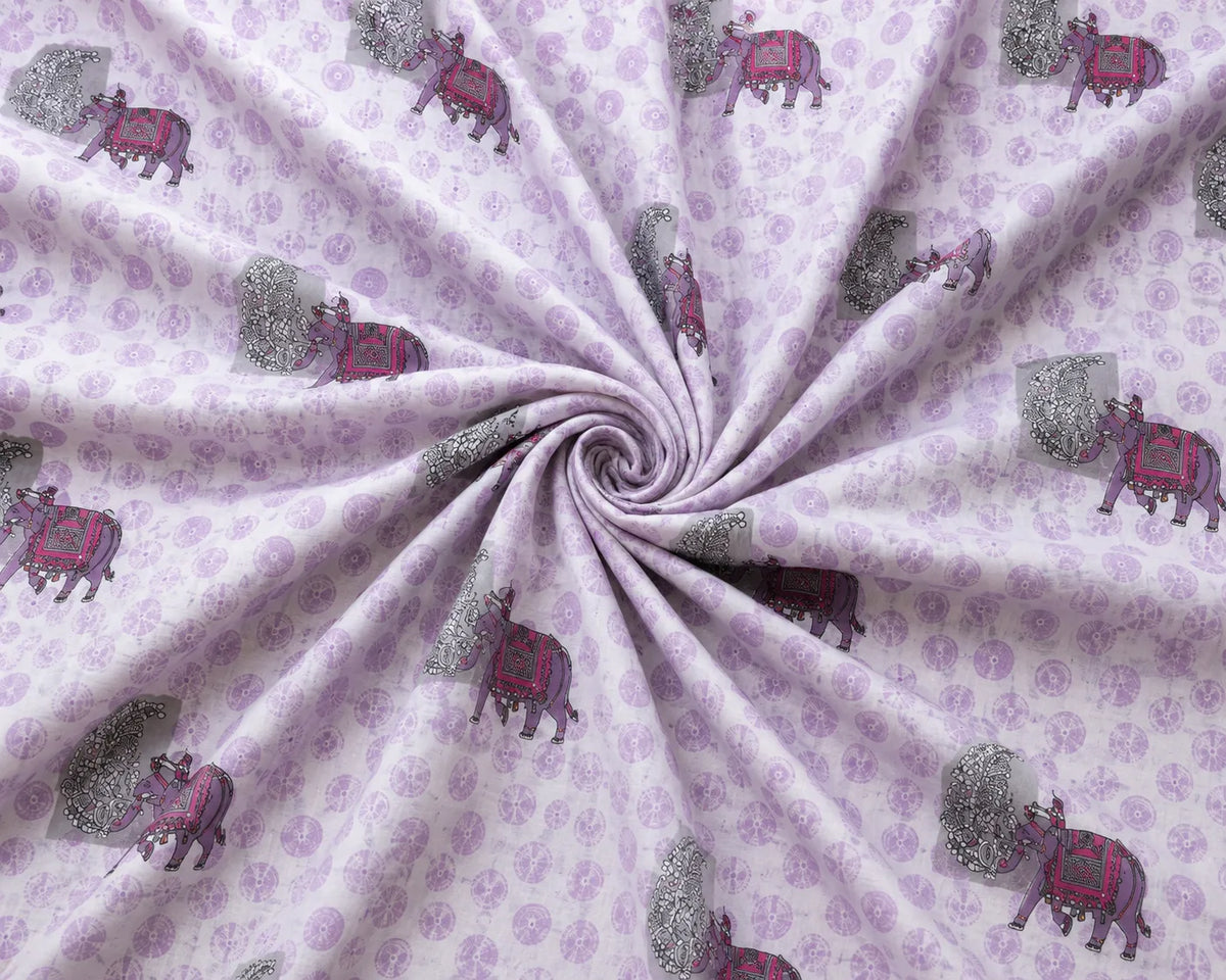 Maharaja Elephant Print Premium Cotton Double Bedsheet with 2 Pillow Covers (108x108 Super King Size)