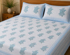 Hand Block Printed 100% Cotton Bedsheet with 2 Pillow Covers | NEEMRANA NEEL | Super King Size (108×108 in)