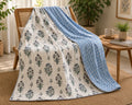 Blue Gulbahar Hand Block Print Reversible Dual Print Single Bed Dohar | 100% Cotton | Soft Lightweight Dohar Quilt