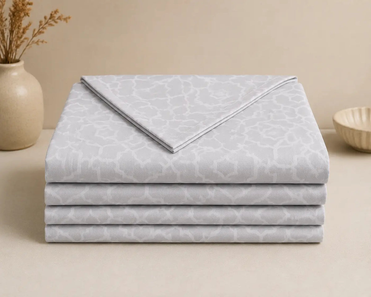 Super King Size Grey Trellis Premium cotton Bedsheet with 2 Pillow covers (108x108 inches)