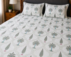 Nandanvan Handblock Print Premium Cotton Bedsheet with 2 Pillow Covers (108x108 super king size)