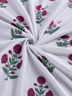 Gulabi Marigold Jaipuri Handblock Print Mulmul Cotton Bedsheet with 2 Pillow Covers (108x108 Super King Size)