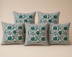 Malhar Hand Block Print Cushion Cover – 16x16 Inch | Floral Cotton Pillow Cover | Jaipur Artisan Design