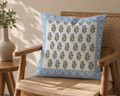 Neel Amber Hand Block Print Cushion Cover – 16x16 Inch | Floral Cotton Pillow Cover | Jaipur Artisan Design
