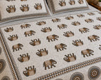 Jaipuri Gaj Booti Bedsheet Set | Ethnic Elephant Print Cotton Bed Sheet with 2 Pillow Covers (108x108 super king size)