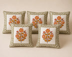 Kasturi Hand Block Print Cushion Cover – 16x16 Inch | Floral Cotton Pillow Cover | Jaipur Artisan Design