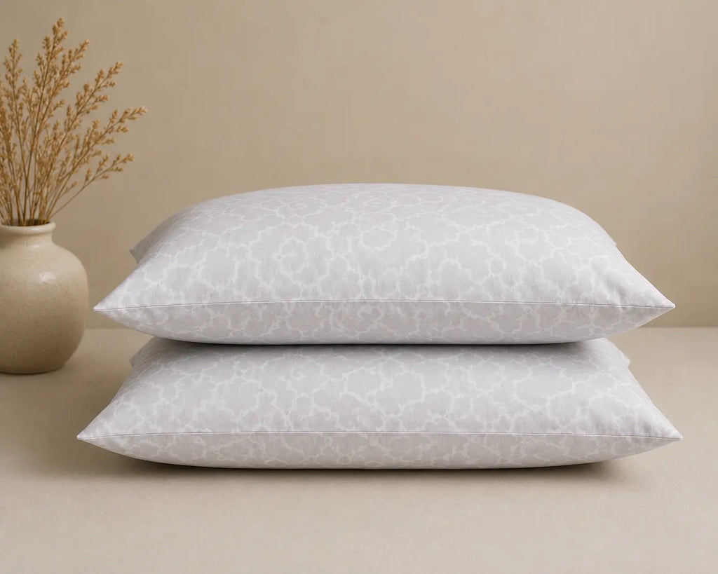 Super King Size Grey Trellis Premium cotton Bedsheet with 2 Pillow covers (108x108 inches)
