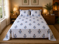 Royal Golden Brown Marigold Jaipuri Handblock Print Mulmul Cotton Bedsheet with 2 Pillow Covers (108x108 Super King Size)