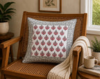 Anaar Bagh Hand Block Print Cushion Cover – 16x16 Inch | Floral Cotton Pillow Cover | Jaipur Artisan Design